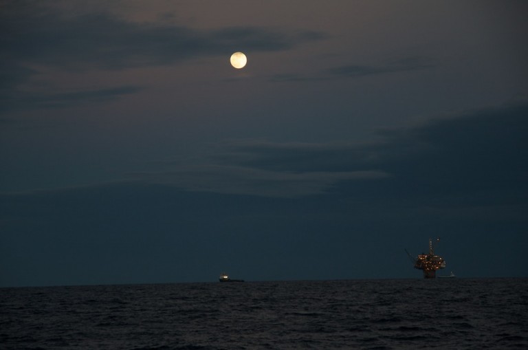 Moonrise view from R/V Falkor.
