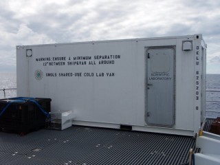 The mobile laboratory on board that is kept at four degrees Celcius. This is where the samples are preserved once they come on board. 