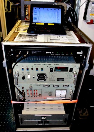 The gravimeter, leased from Woods Hole Oceanographic Institution, installed in Falkor's main science lab.