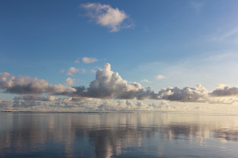 Calm seas in the protect atoll of Majuro in the Marshall Islands.