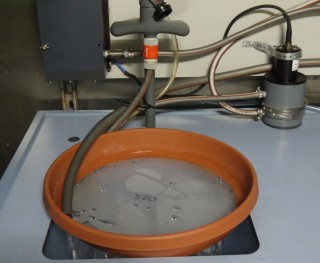 Filtering microplastics from the outflow of the Falkor’s autonomous surface sampling system. 