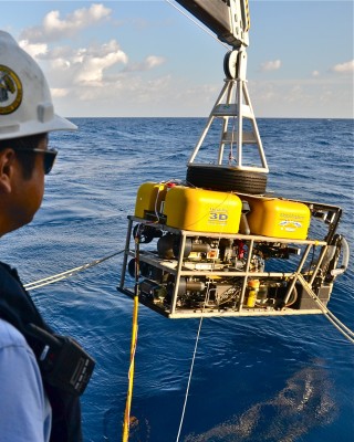 Toshi Mikagawi during this morning's first ROV launch.