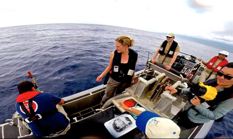 The marine mammal observer team on Atreyu. 