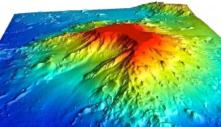 A 3-D map of Turnif Seamount based on newly gathered sonar data. 