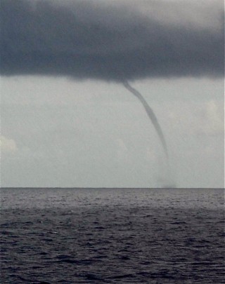 We got a distant view of a water spout.