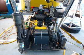 A customized collection box, dubbed the "bio box," has been installed on ROV Global Explorer MK3. The box will help protect live coral specimens from changes in temperature as they are recovered from the deep sea to surface waters.