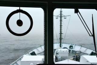 The view from the bridge on a gray day.
