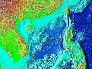 A screenshot of the South China Sea from NASA’s globe software World Wind.