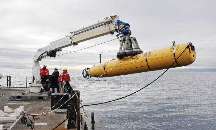 Researchers plan to use Plan is to use 2 MBARI Dorado-class AUVs (up to 18-hour dives mapping at 3 knots). They will be outfitted with multiple types of sonar, as well as a magnetometer. Image Courtesy MBARI.