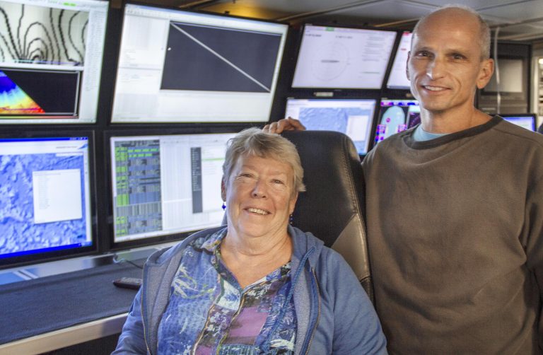 Drs. Joyce Miller and John Smith have been mapping the Pacific for 40 years. Taking advantage of the opportunity to obtain high resolution bathymetry during Falkor's transit from Guam to Hawaii, they will map the recently expanded protected area of the Johnston Atoll Unit