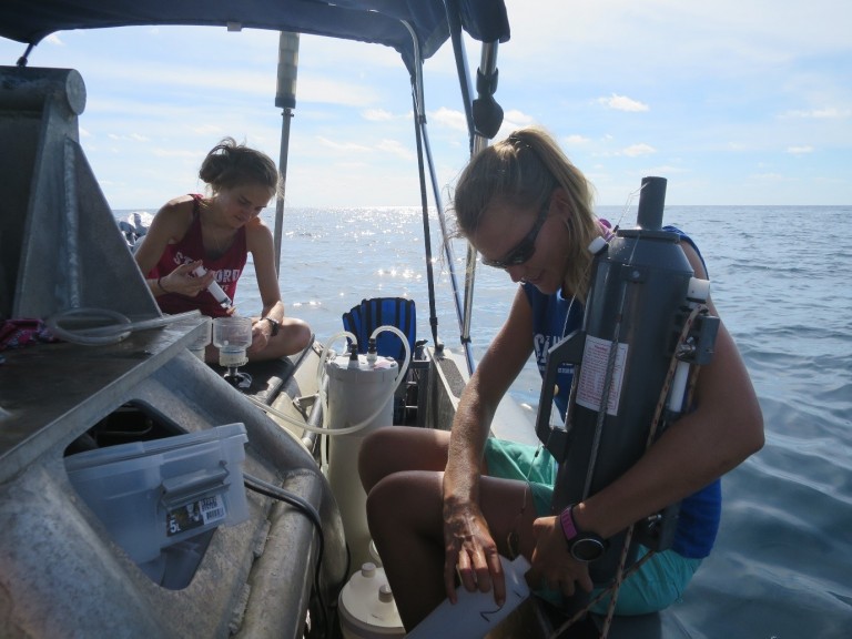 Make shift water sampling lab in North Scott Lagoon.