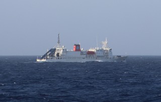 Howdy, Neighbour! Here’s the RV Yokosuka passing by for the first time, just East of the Von Damm vent-site just ahead of sunset tonight. We’re likely going to see plenty more of each other in the next week or so. More on that tomorrow…