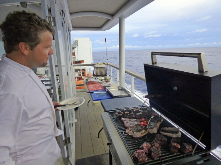 Chef Carlos Waihrich at the grill. 