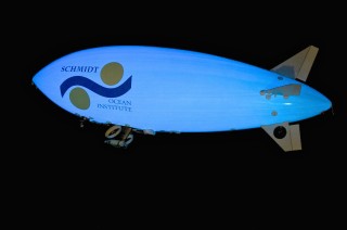 The new RC blimp durnig a night test flight.