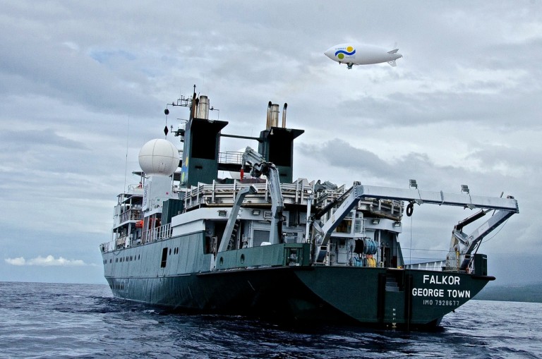 A shot of Falkor with the new RC blimp above. 