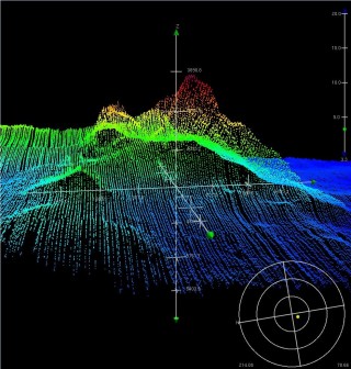 Latest 3D image processed by John Greene showing a large seamount on Tamu Massif.
