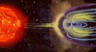 Solar protons interacting with geomagnetic field. 