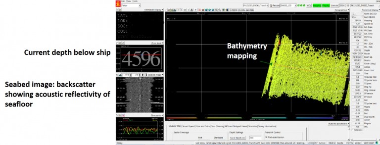 M-302 (multibeam) interface display screen in control room.