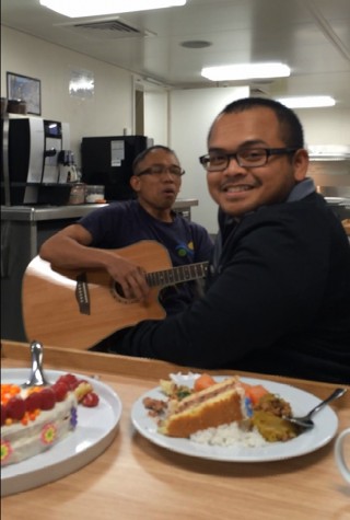 My Happy Birthday celebration with cake and serenades by Ramon.