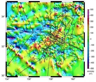 omplex magnetic anomaly map of Tamu Massif. Scientists hope to construct a better and more understandable map using the newly collected magnetic data. 