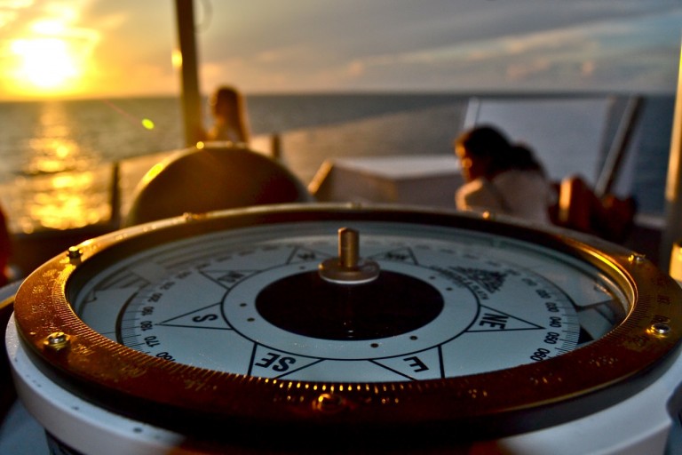 The upper deck at sunset.