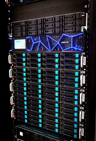 A Nebula controller with a full rack of servers.