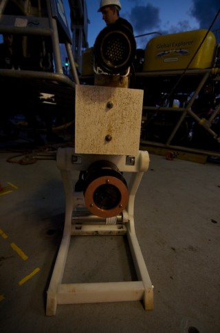 The video time-lapse camera (VTLC) became discolored during the deployment at a natural oil seep at 1,200 meters depth on the seafloor.