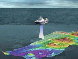 The research ship Tangaroa using sonar for higher-resolution seafloor mapping.