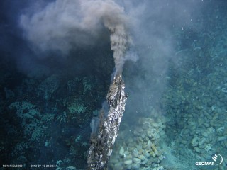 An example of a black smoker chimney and it’s ecosystem from a back-arc basin in the western Pacific.