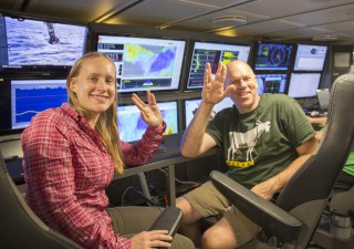 The Final Frontier (or Falkor's video Matrix) with Ph.D. student Melissa Anderson and chief scientist Joe Resing.