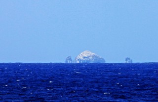 A view of the Gardner Pinnacles in the distance.