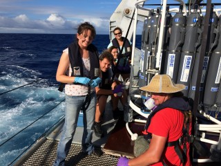 Day or night the science party always has fun collecting the seawater samples.