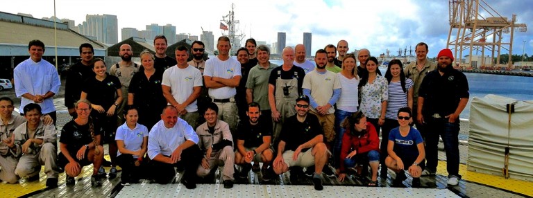 The team photo for the second Papahanaumokuakea Marine National Monument mapping expedition. 