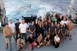 Team MOCNESS, one final group shot onboard Falkor. 