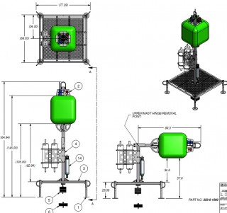 From inception to development in five short months, the original lander drawing of the full ocean depth platform. 