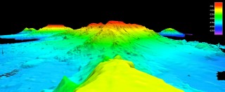 A 3-D rendering of the sonar data from Midway. 