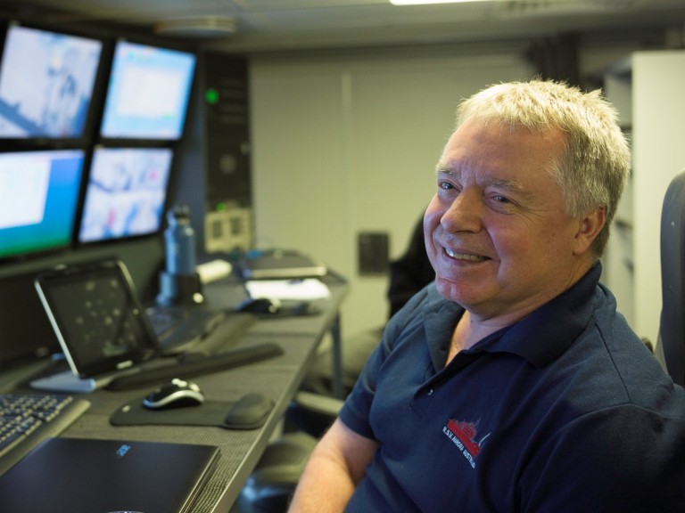 Chief scientist and Professor Mike Coffin sitting in the control room where the mapping magic happens. 