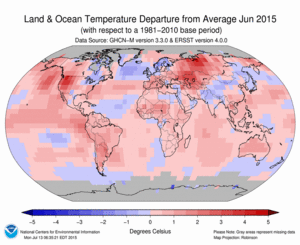 This image shows recent NOAA predictions for sea surface temperature from July 13-19, 2015. 