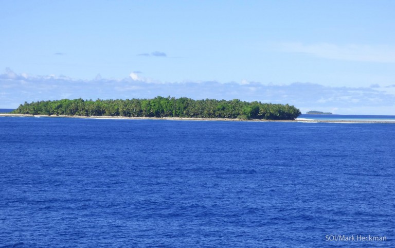 Nukumanu Atoll as seen from Falkor, one of the areas where we are mapping. 