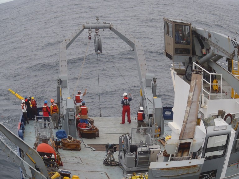 The Tasman team recovering a mooring during a previous expedition.