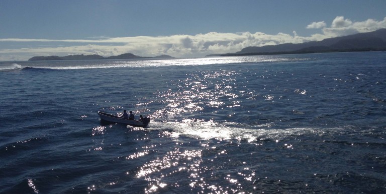 Pilot boat heading through the waters of Pohnpei. 