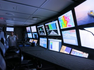 The main hub where scientists will be viewing the ROV in Perth Canyon, also known as the control room.