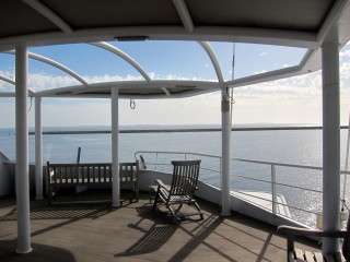 The obersvation deck, one of the places where scientists on board Falkor can come take a break and think about what is being recorded below the Ocean's surface.