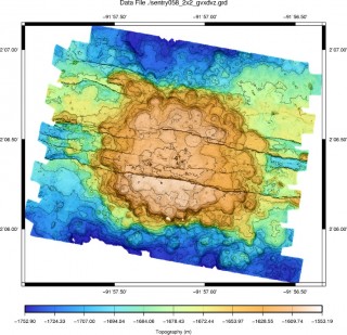 AUV Sentry's multibeam echo sounder map of the seafloor. 