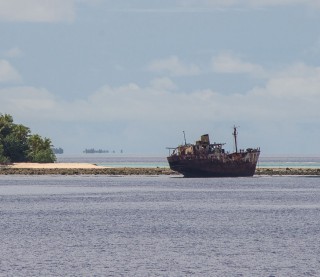 Ship wrecked on the reef of Ontong Java Atoll. Our crew will not make such a mistake. 