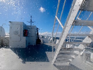 Rough seas make for wet windows.