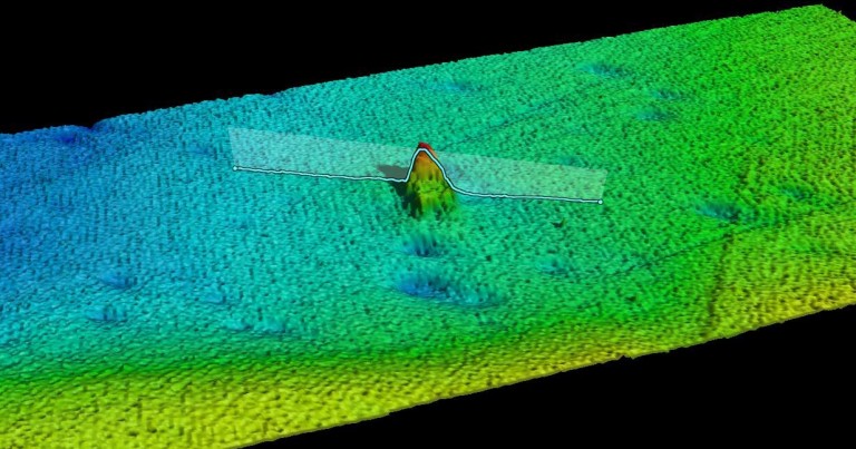 Computer visualization of the S.S. Terra Nova wreck rereproduced from the acoustic data acquired by the R/V Falkor Kongsberg EM710 multibeam echo sounder.