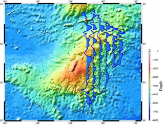 Wiggle map (as compared to the DMAM) showing positive and negative magnetic anomaly data along the survey transects. Right side of line is positive and left side of line is negative. 