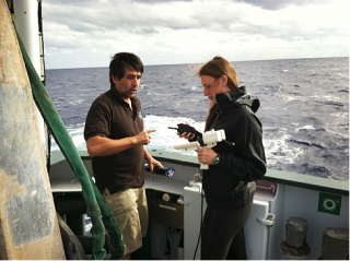 Rachel learns how to deploy an XBT with James Cooper, Marine Technician. 