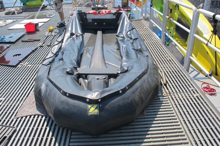 Packing away our work boat.